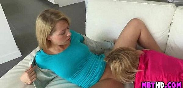  Blonde mother and daughter tag team the cock 09